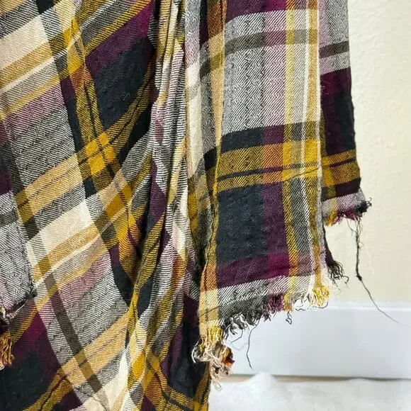 Natural Life Plaid Maxi Shirt Dress Fairy Grunge Whimsigoth Lagenlook Boho M - Picture 5 of 8